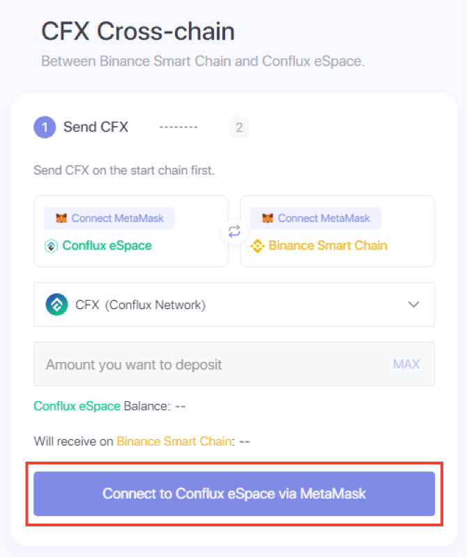 conflux to binance