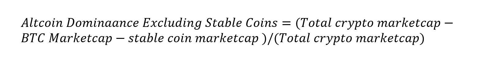 Altcoin Dominance No Stable Coins Equation
